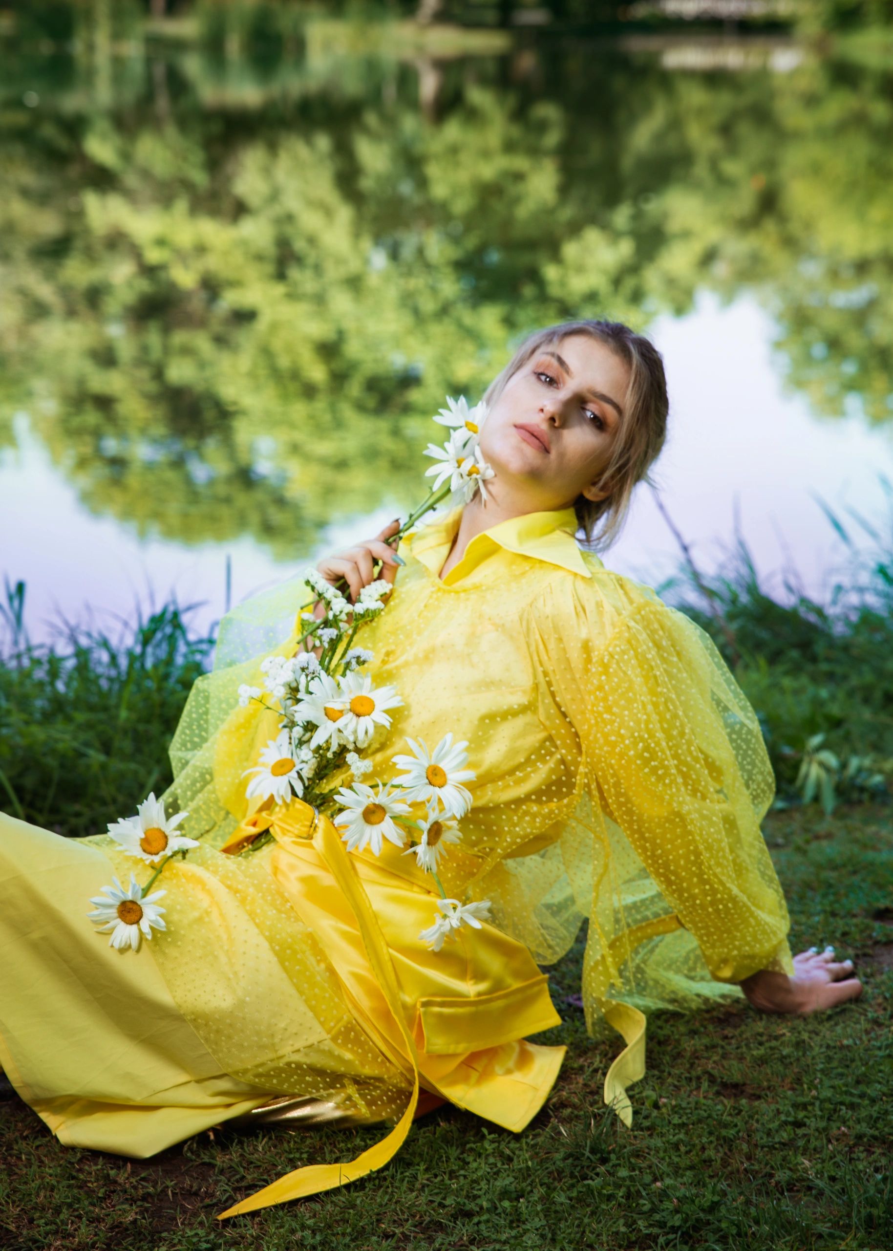Portrait of a woman with flowers